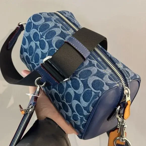 NEW Coach Axel Crossbody In Signature Denim CY892 IN Silver/Demin/deep blue